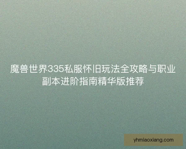 魔兽世界335私服怀旧玩法全攻略与职业副本进阶指南精华版推荐