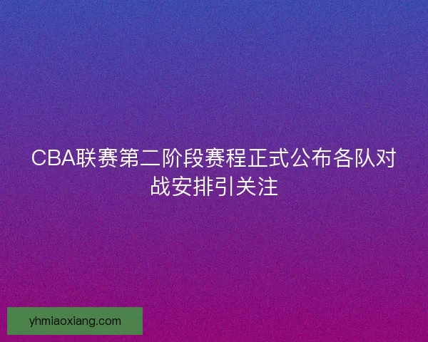 CBA联赛第二阶段赛程正式公布各队对战安排引关注